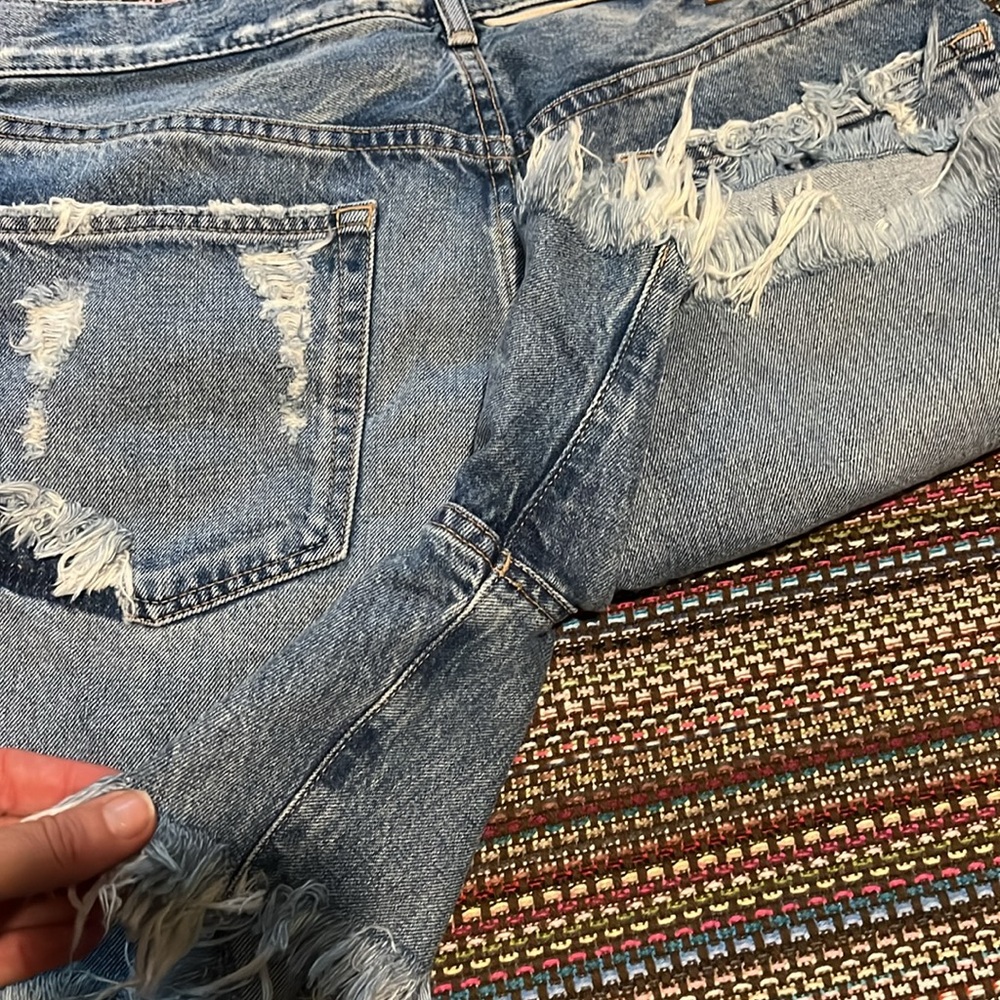 MOUSSY VINTAGE Altadena Short 28 Blue Cut Off Denim High Rise Distressed - Picture 12 of 12